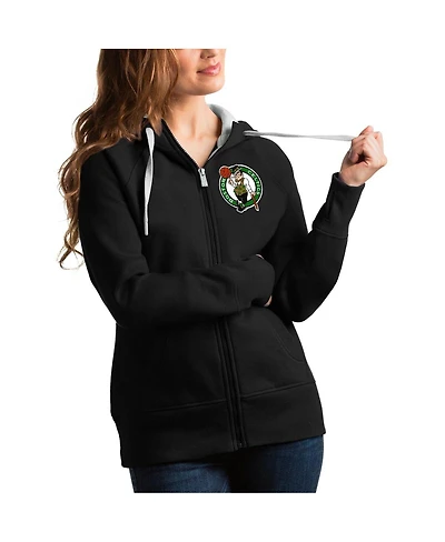 Antigua Women's Black Boston Celtics Victory Full-Zip Hoodie