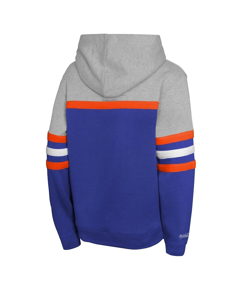 Mitchell & Ness Big Boys and Girls Royal/Grey New York Mets Cooperstown Head Coach Pullover Hoodie