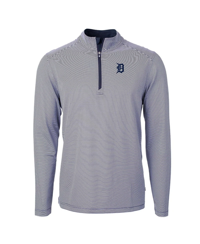 Cutter & Buck Men's Navy/White Detroit Tigers Virtue Eco Pique Micro Stripe Quarter-Zip Pullover Sweatshirt