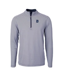 Cutter & Buck Men's Navy/White Detroit Tigers Virtue Eco Pique Micro Stripe Quarter-Zip Pullover Sweatshirt