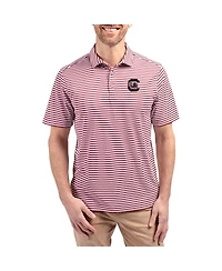 Cutter & Buck Men's Garnet South Carolina Gamecocks Virtue Eco Pique Stripe DryTec Polo Shirt