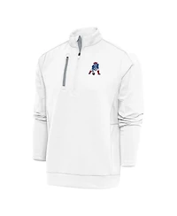 Antigua Men's White New England Patriots Team Logo Throwback Generation Quarter-Zip Pullover Sweatshirt