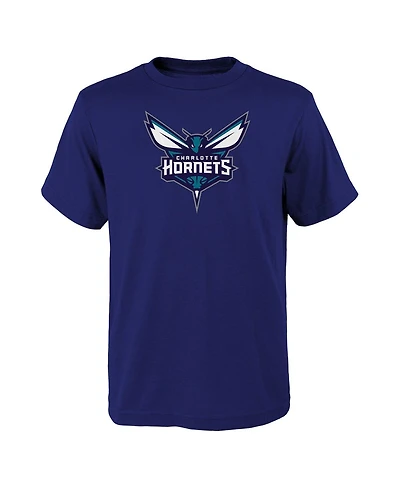Outerstuff Big Boys and Girls Purple Charlotte Hornets Primary Logo T-Shirt