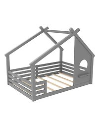 Streamdale Furniture Wood House Floor Bed w/Window and Shelf