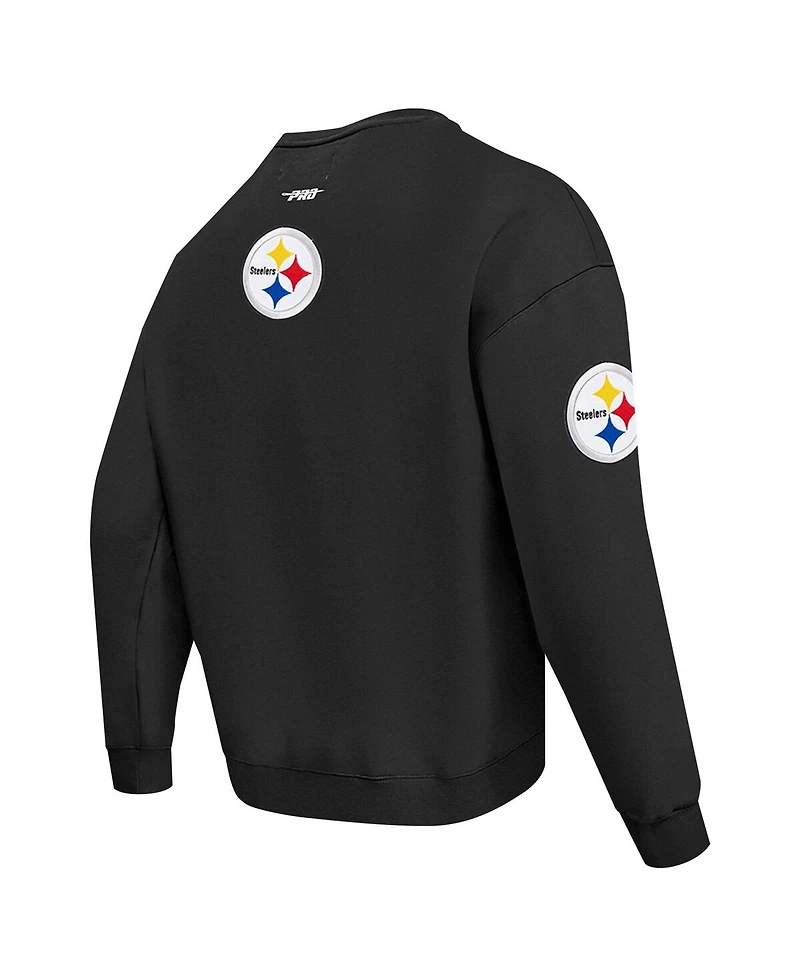 Pro Standard Men's Black Pittsburgh Steelers Turn It Up Drop Shoulder Pullover Sweatshirt