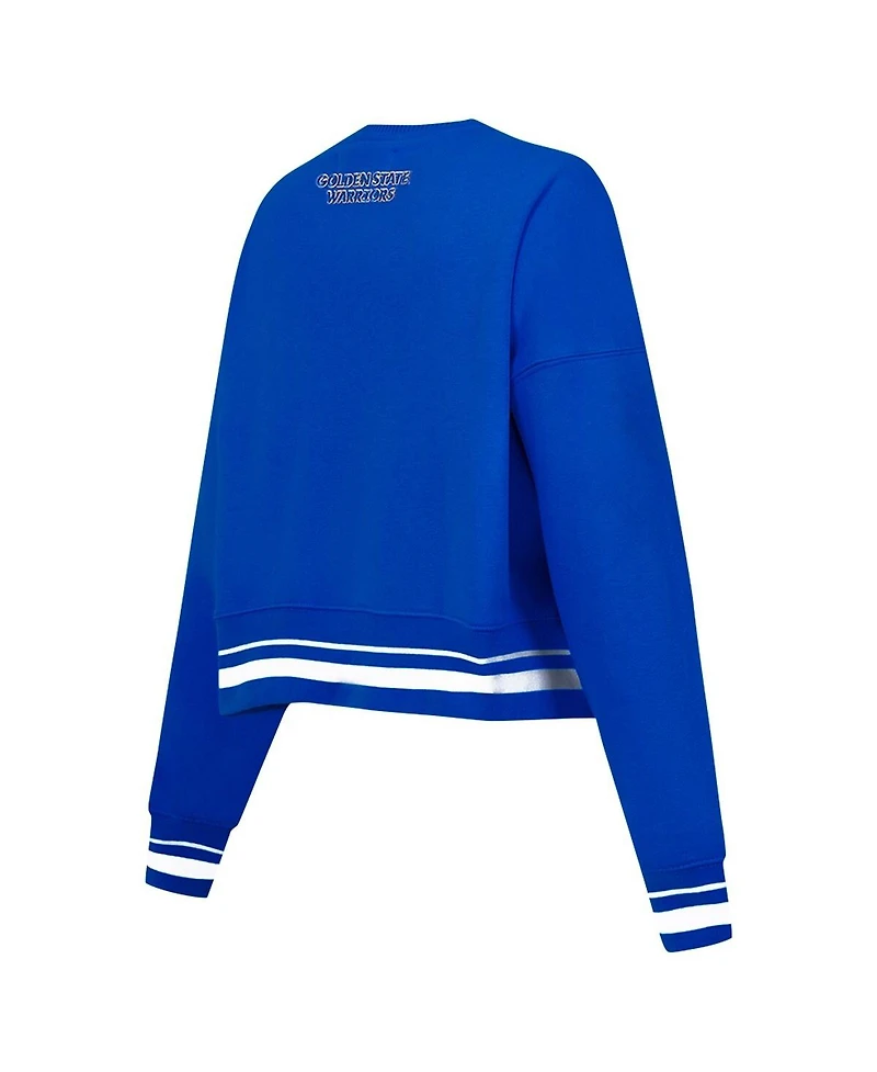 Pro Standard Women's Royal Golden State Warriors Area Code Cropped Pullover Sweatshirt