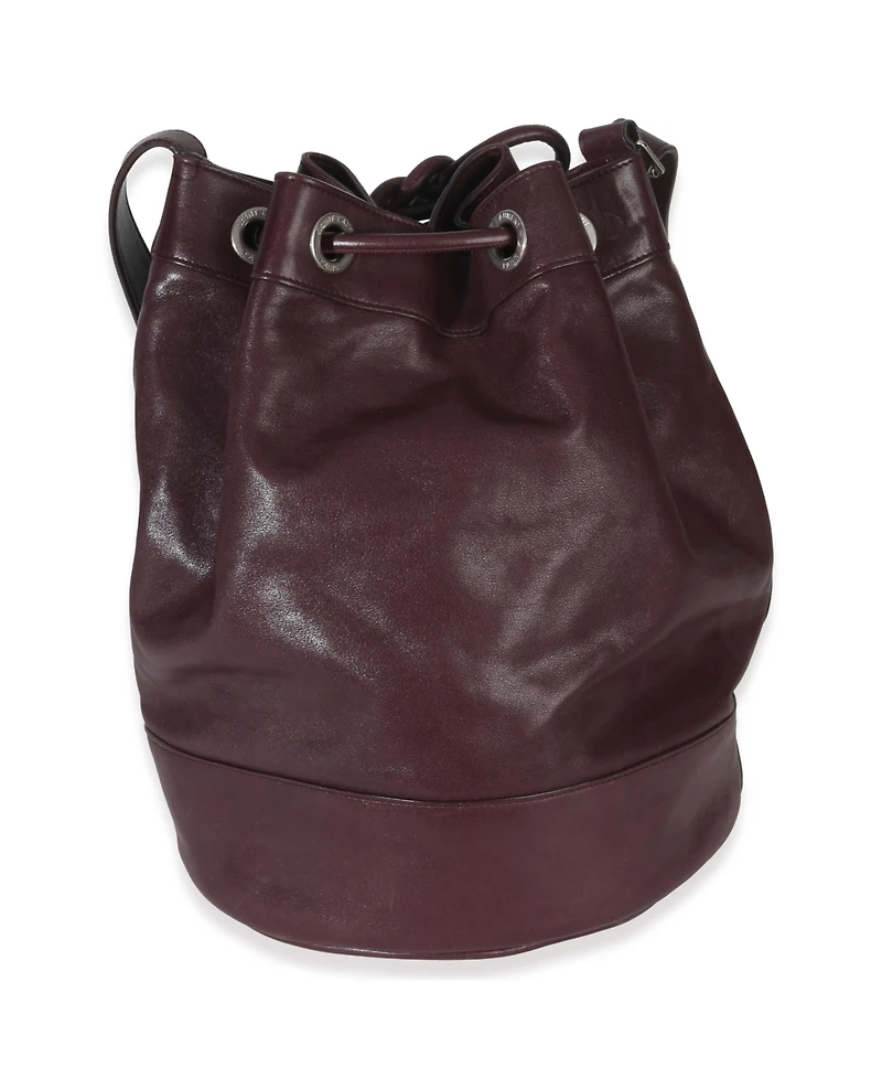 Pre-Owned Saint Laurent Bordeaux Smooth Calfskin Medium Rider Bucket Bag