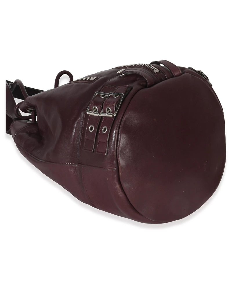 Pre-Owned Saint Laurent Bordeaux Smooth Calfskin Medium Rider Bucket Bag