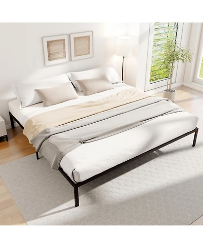 Gymax King Size Metal Bed Frame Heavy Duty Support Slats Mattress Foundation