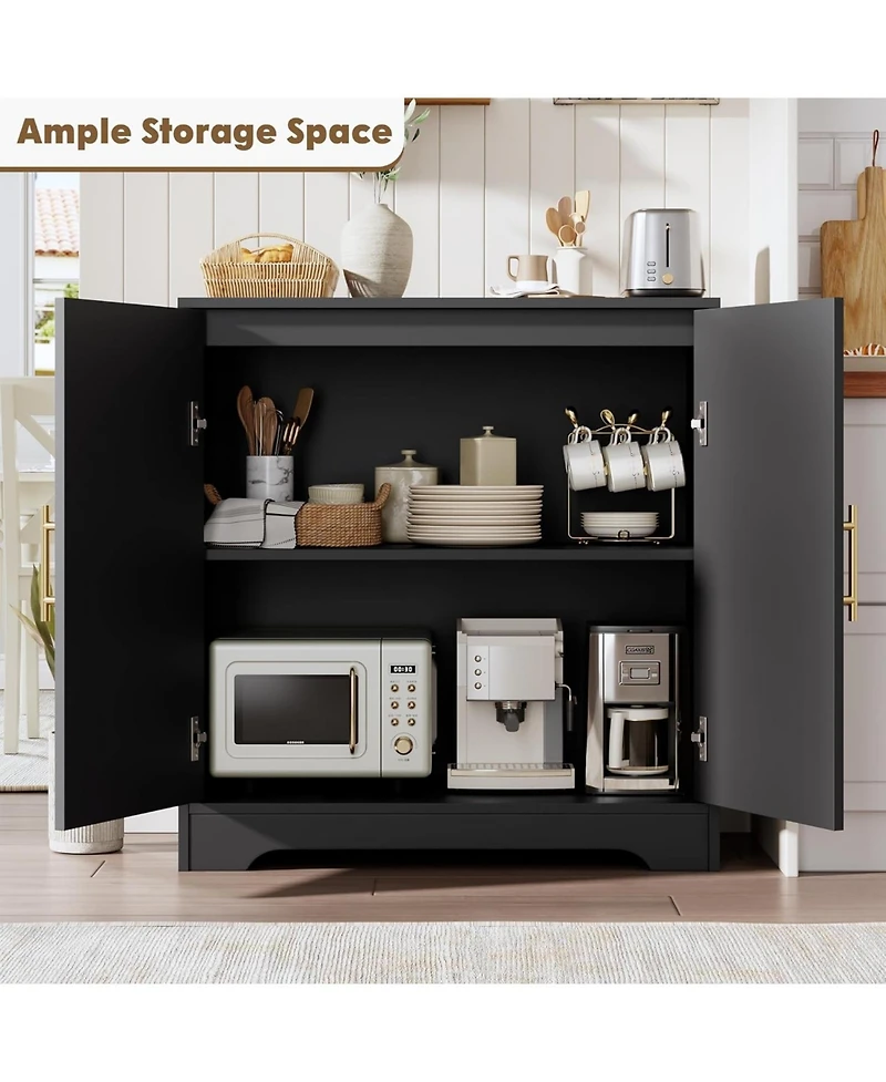 gaomon Sideboard Buffet Cabinet - Credenza Storage with 2 Rattan doors and Shelves,Console Table Accent Coffee Bar