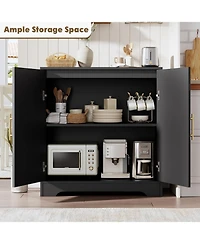 gaomon Sideboard Buffet Cabinet - Credenza Storage with 2 Rattan doors and Shelves,Console Table Accent Coffee Bar