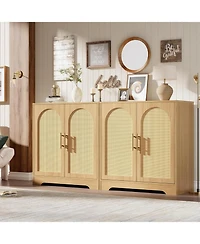 gaomon Sideboard Buffet Cabinet - Credenza Storage with 2 Rattan doors and Shelves,Console Table Accent Coffee Bar