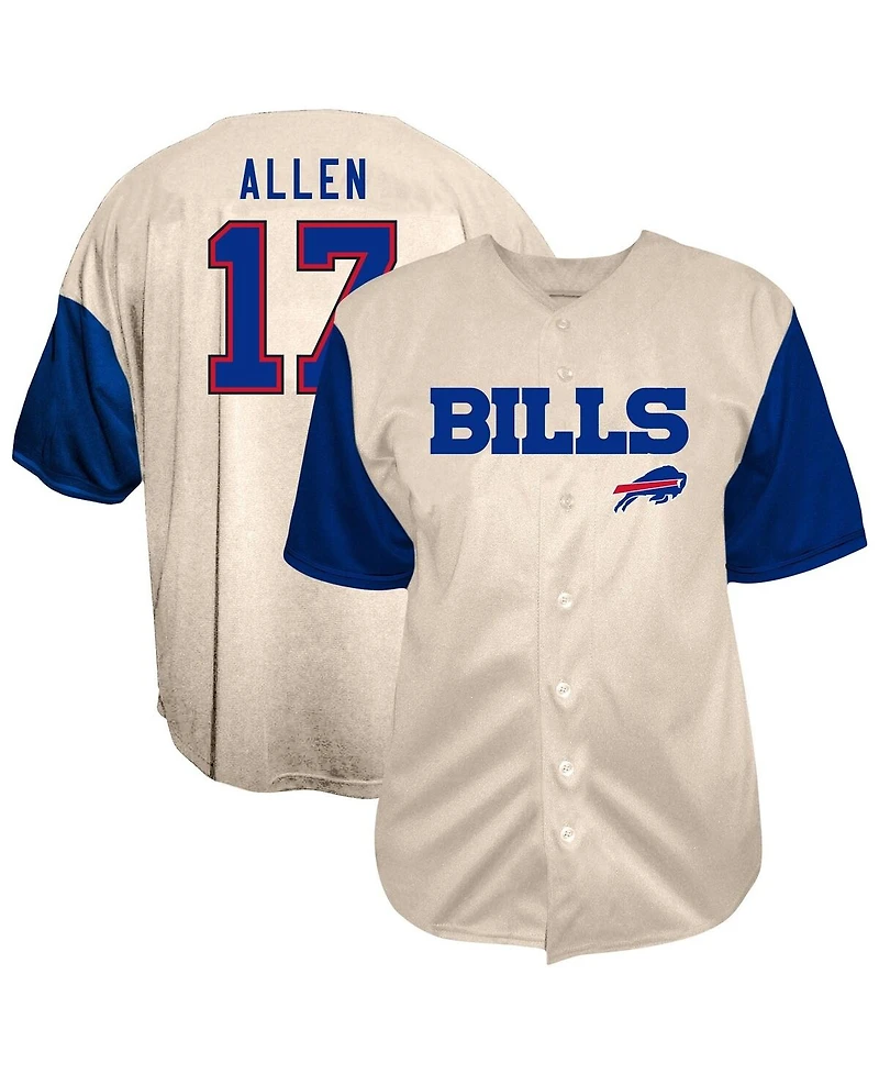 Fanatics Men's Josh Allen Cream Buffalo Bills Big & Tall Baseball Button-Up Shirt