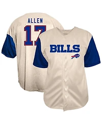 Fanatics Men's Josh Allen Cream Buffalo Bills Big & Tall Baseball Button-Up Shirt