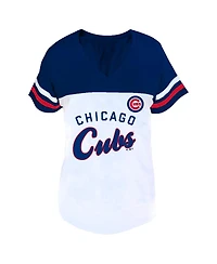 Fanatics Women's Profile White/Royal Chicago Cubs Plus Two-Stripe V-Neck T-Shirt