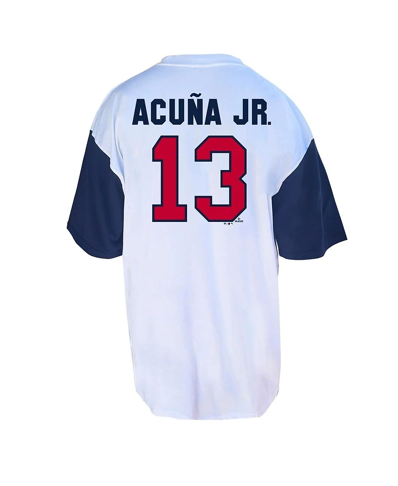 Fanatics Men's Profile Ronald Acuna Jr. White/Navy Atlanta Braves Big & Tall Player Name Number T-Shirt