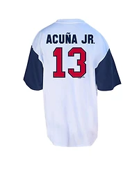 Fanatics Men's Profile Ronald Acuna Jr. White/Navy Atlanta Braves Big & Tall Player Name Number T-Shirt