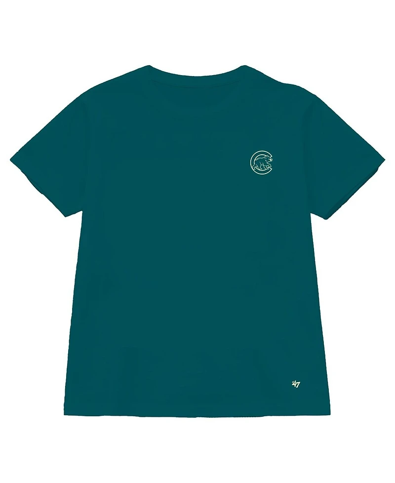 '47 Brand Women's Teal Chicago Cubs Plus Leon City Cropped T-Shirt