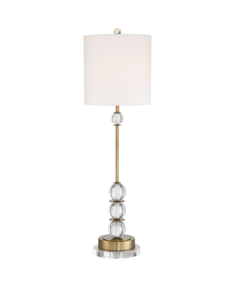 Vienna Full Spectrum Halston Modern Buffet Table Lamp with Round Riser 33.5 Inches Tall Drum Shade for Bedroom Living Room Bedside Office