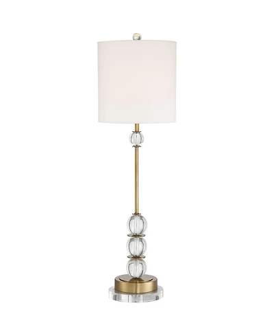 Vienna Full Spectrum Halston Modern Buffet Table Lamp with Round Riser 33.5 Inches Tall Drum Shade for Bedroom Living Room Bedside Office
