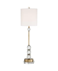 Vienna Full Spectrum Halston Modern Buffet Table Lamp with Round Riser 33.5 Inches Tall Drum Shade for Bedroom Living Room Bedside Office