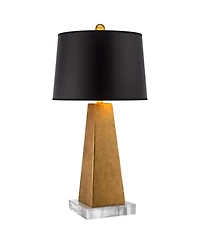 Possini Euro Design Obelisk Modern Table Lamp with Square Riser 27.5 Inches Tall Paper Drum Shade for Bedroom Living Room Bedside