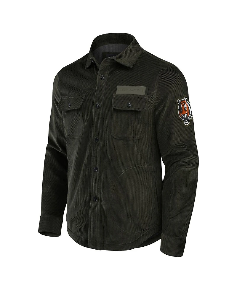 Darius Rucker Collection by Fanatics Men's Dark Green Cincinnati Bengals Corduroy Full-Button Shacket