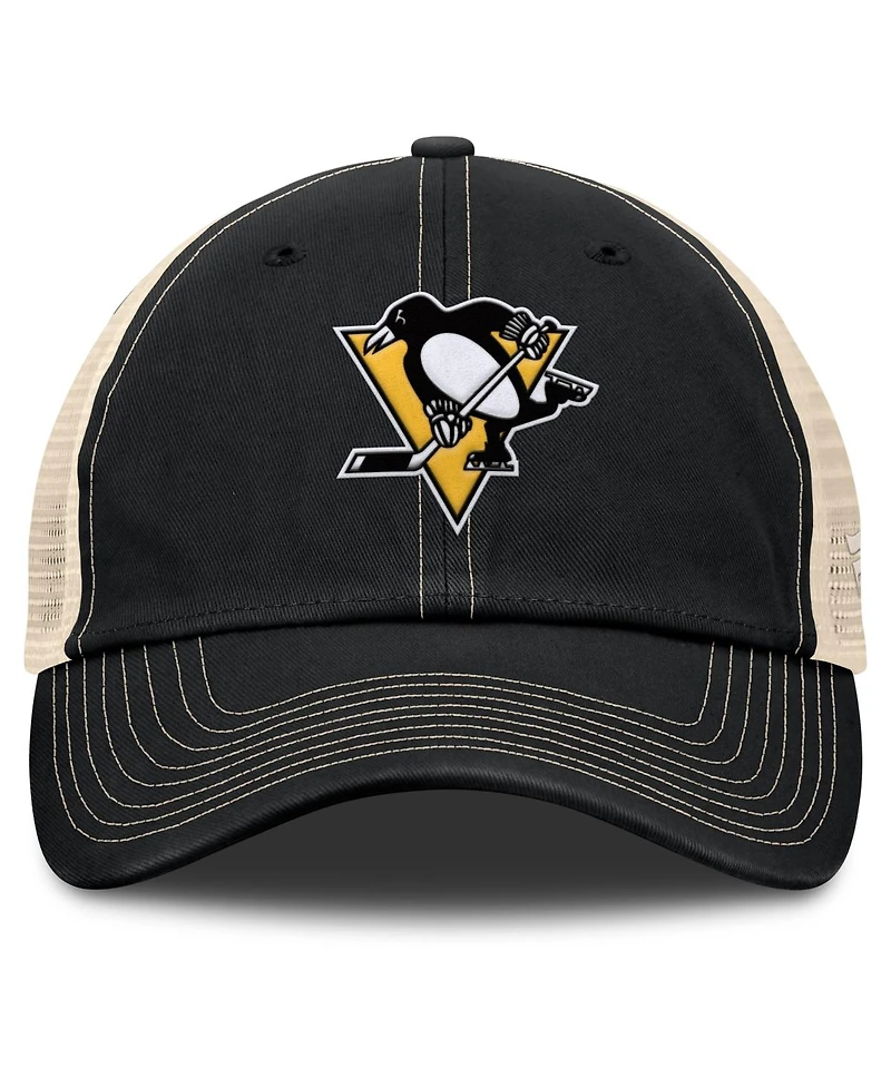 Fanatics Men's Black/Natural Pittsburgh Penguins Rival Trucker Adjustable Hat