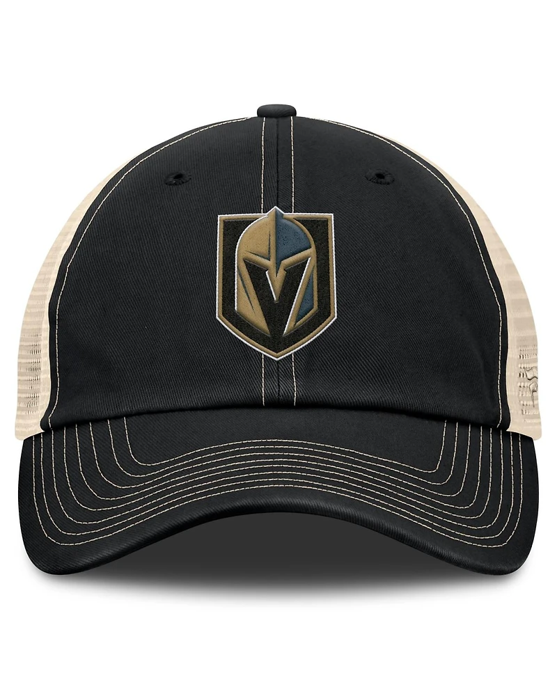 Fanatics Men's Black/Natural Vegas Golden Knights Rival Trucker Adjustable Hat