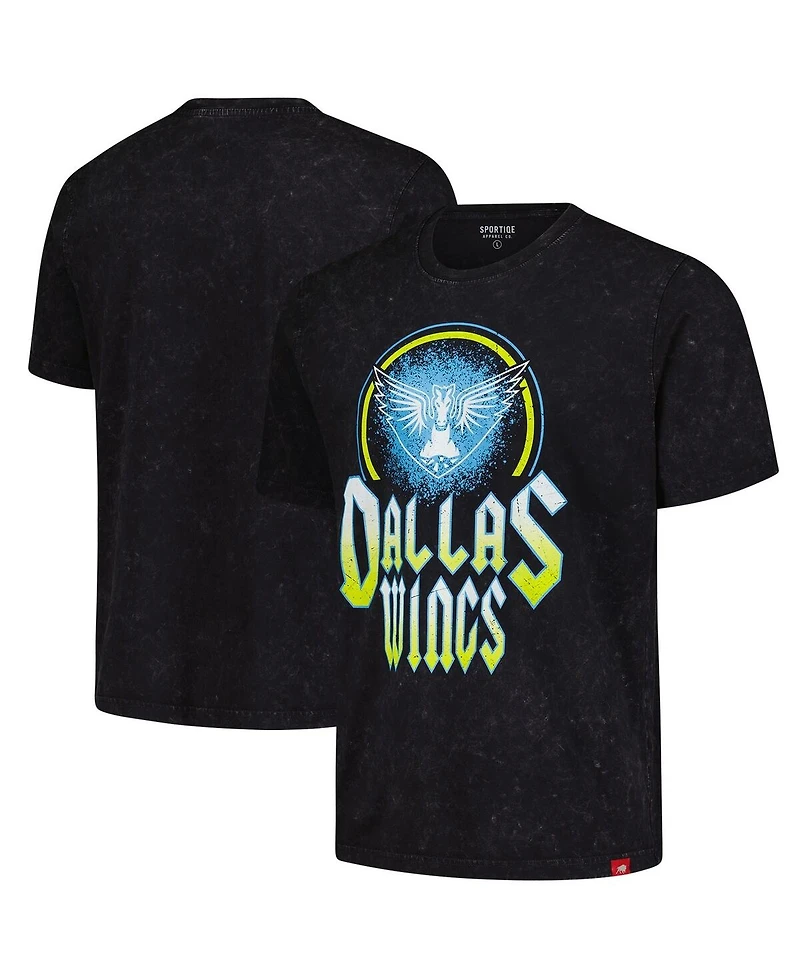 Sportiqe Men's and Women's Black Dallas Wings Rock Roll Collection Angus Mineral Wash T-Shirt