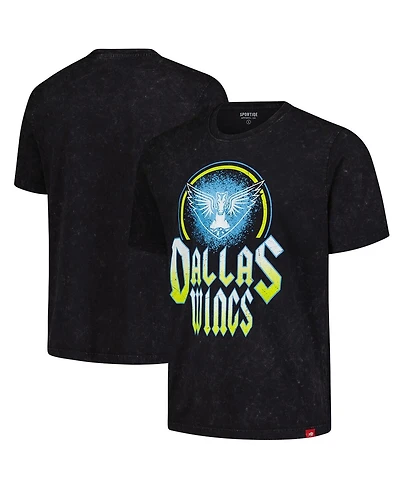 Sportiqe Men's and Women's Black Dallas Wings Rock Roll Collection Angus Mineral Wash T-Shirt