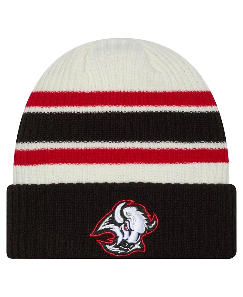 New Era Men's Cream/Black Buffalo Sabres Vintage Cuffed Knit Hat