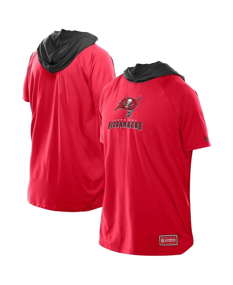 New Era Men's Red Tampa Bay Buccaneers Combine Authentic Hooded Raglan Short-Sleeve T-Shirt