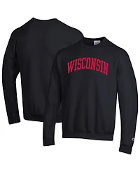 Champion Men's Black Wisconsin Badgers Basic Arch Fleece Pullover Sweatshirt