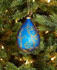 Holiday Lane Celestial Gems Oval Shape Ball With Streak Design Ornament, Macy's Exclusive