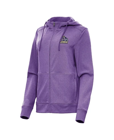 Antigua Women's Heather Purple James Madison Dukes Seeker Full-Zip Hoodie