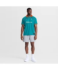 Fanatics Men's Aqua/Orange Miami Dolphins Homerun Raglan V-Neck Polo Shirt
