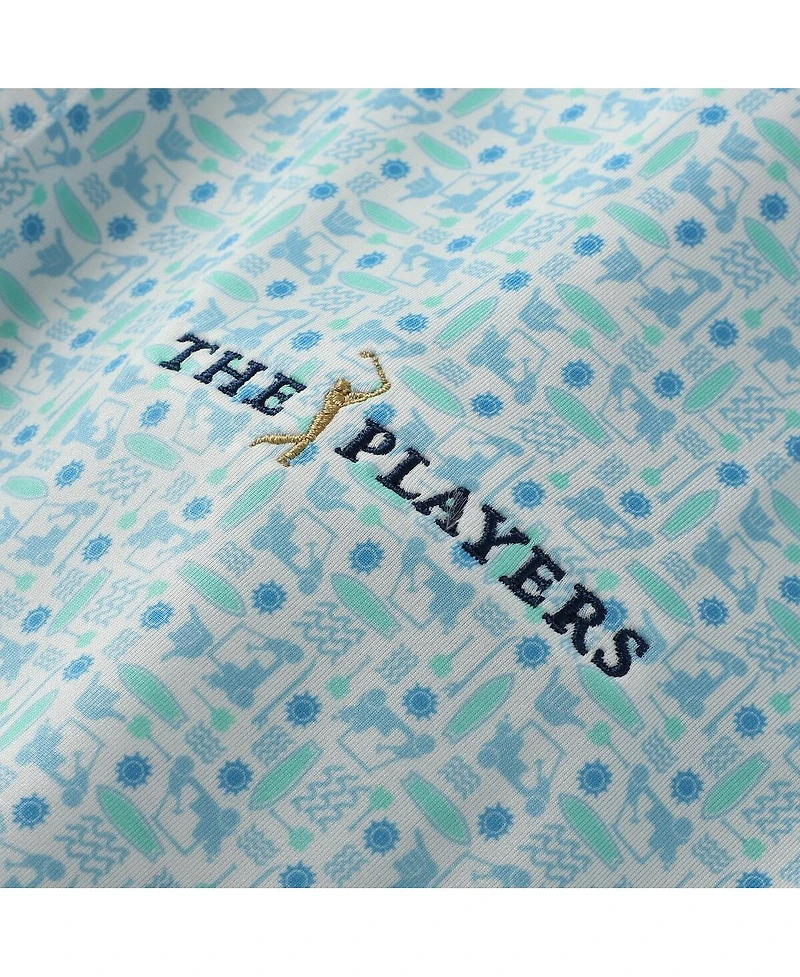 FootJoy Men's Light Blue The Players Surfs Up Print Lisle Polo Shirt
