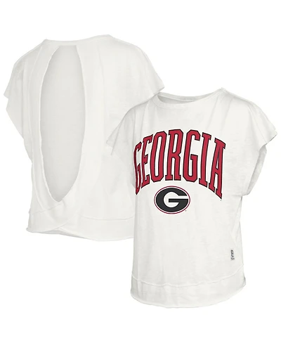 Pressbox Women's Cream Georgia Bulldogs Nelson Movement Open Back Slub T-Shirt
