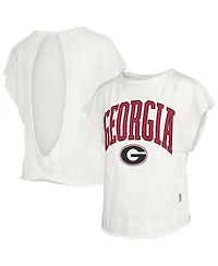 Pressbox Women's Cream Georgia Bulldogs Nelson Movement Open Back Slub T-Shirt
