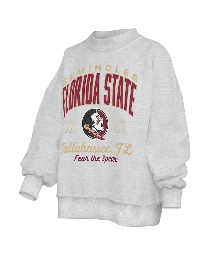 Pressbox Women's Heather Gray Florida State Seminoles Reversible Sweatshirt