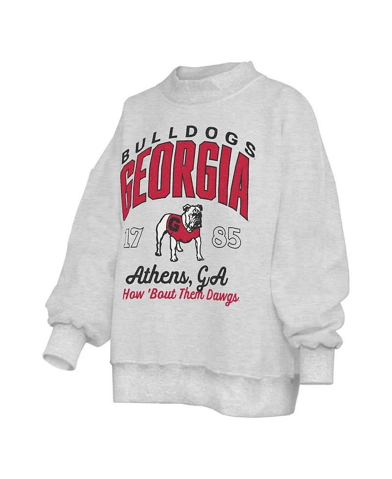 Pressbox Women's Heather Gray Georgia Bulldogs Reversible Sweatshirt