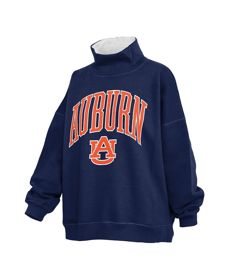Pressbox Women's Navy Auburn Tigers Oversized Mock Neck Sweatshirt