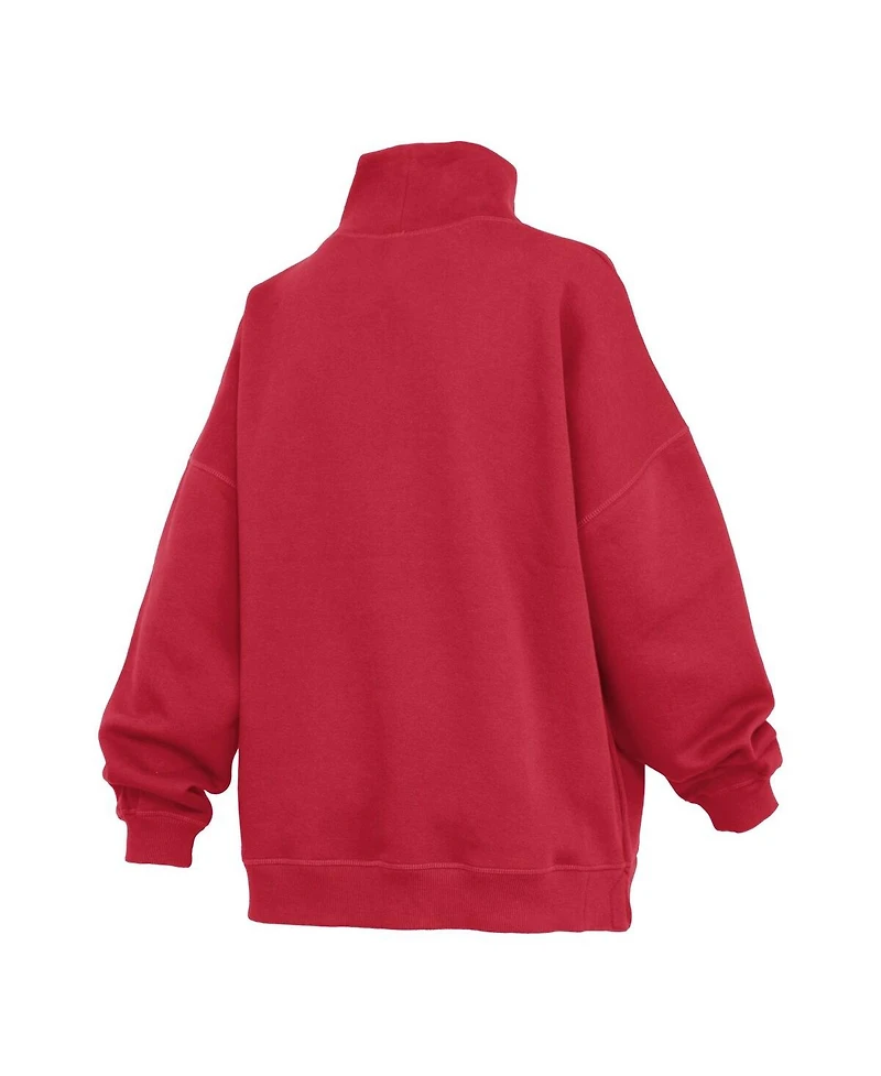 Pressbox Women's Scarlet Ohio State Buckeyes Oversized Mock Neck Sweatshirt