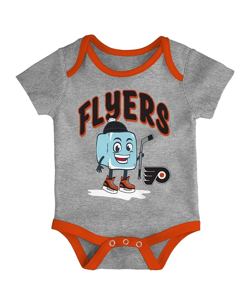 Outerstuff Baby Boys and Girls 3-Pack Philadelphia Flyers Triple Header Bodysuit Set