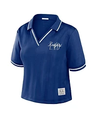 Wear by Erin Andrews Women's Royal Los Angeles Dodgers Cropped Polo Shirt