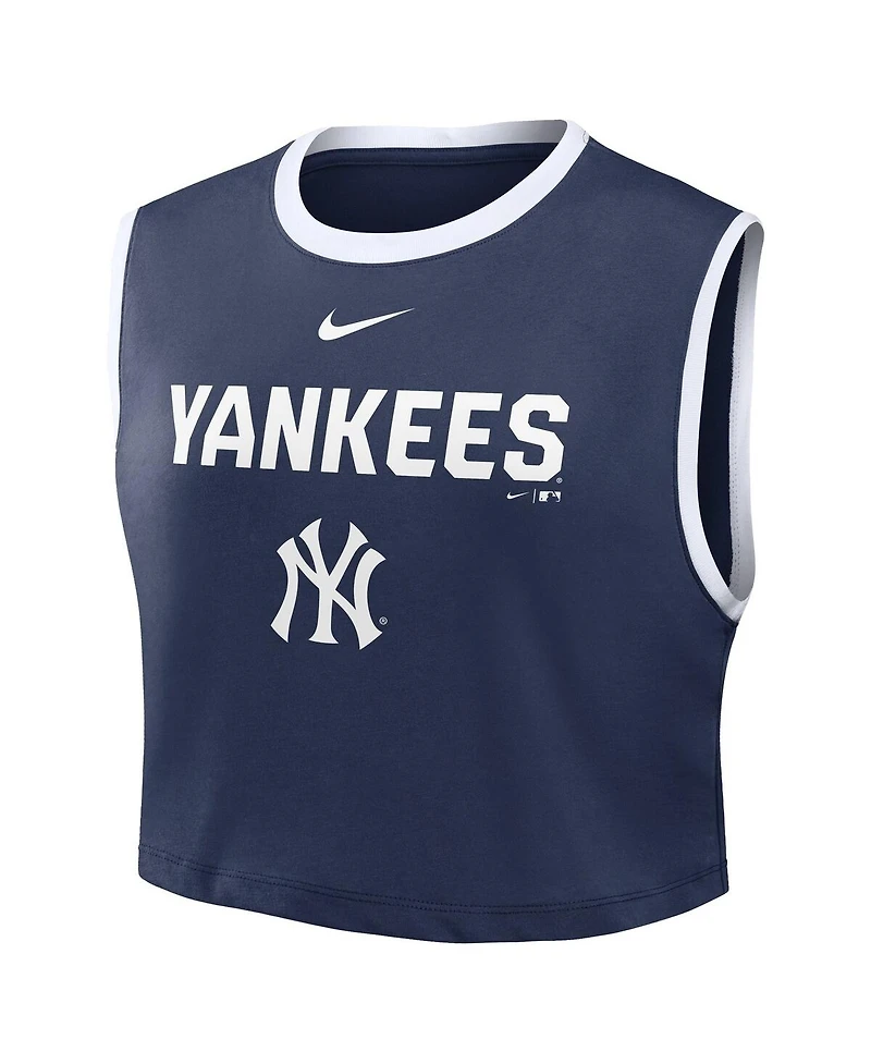 Nike Women's Navy New York Yankees Primetime Loose Dri-fit Cropped Tank Top