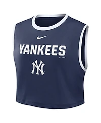 Nike Women's Navy New York Yankees Primetime Loose Dri-fit Cropped Tank Top