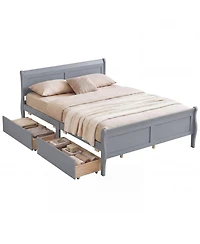 Costway Bed Frame with Storage Drawers, Wood Platform Headboard Footboard