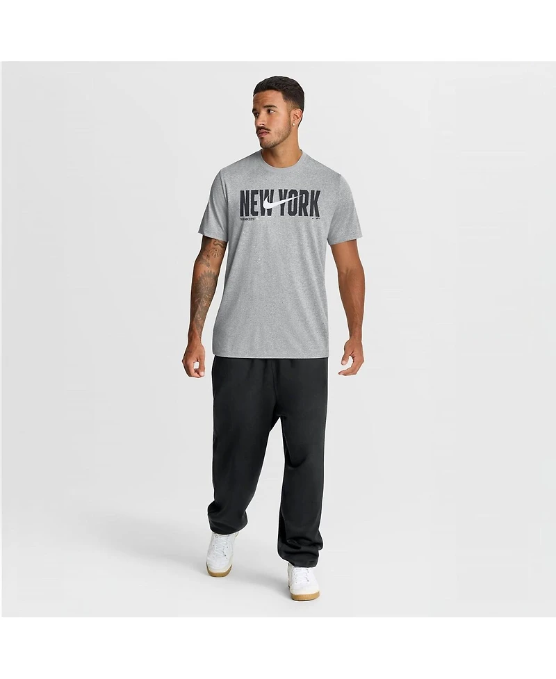 Nike Men's Heather Gray New York Yankees Swoosh Legend Dri-fit T-Shirt